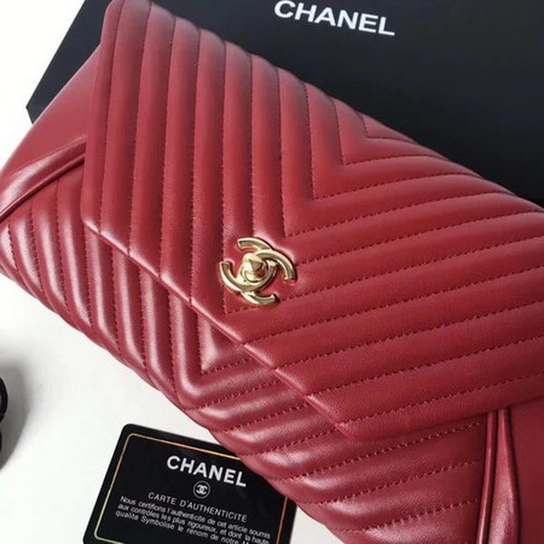Chanel Clutch Chevron Sheepskin Leather CHA6698 Red