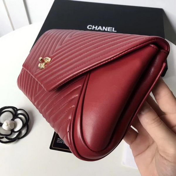 Chanel Clutch Chevron Sheepskin Leather CHA6698 Red