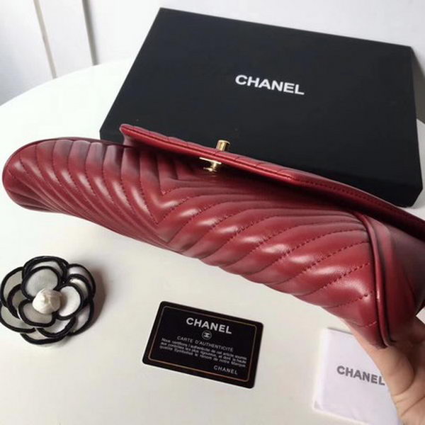 Chanel Clutch Chevron Sheepskin Leather CHA6698 Red