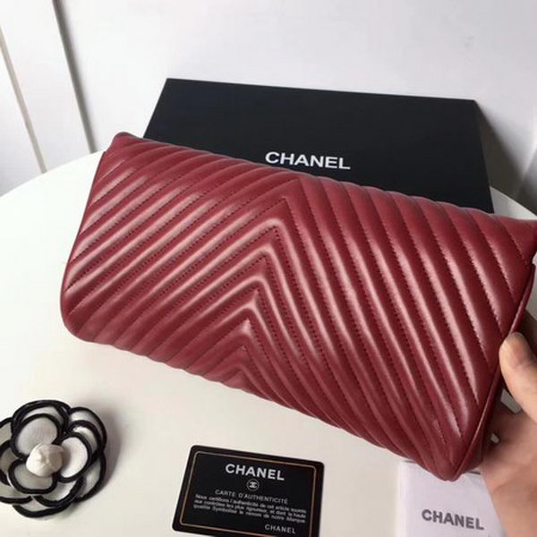 Chanel Clutch Chevron Sheepskin Leather CHA6698 Red