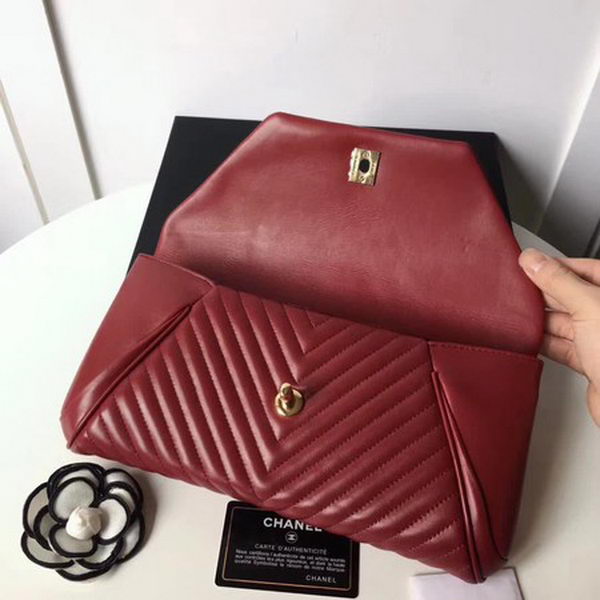 Chanel Clutch Chevron Sheepskin Leather CHA6698 Red