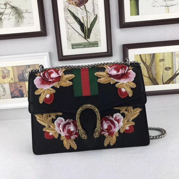 Gucci Dionysus Embroidered Leather Shoulder Bag ‎403348 Black