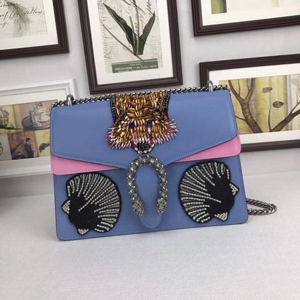 Gucci Dionysus Embroidered Leather Shoulder Bag ‎403348 Blue