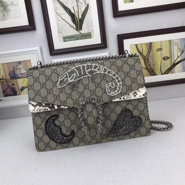 Gucci Dionysus Embroidered Shoulder Bag 403348 Grey