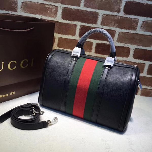 Gucci Leather Medium Boston Bag 247205 Black