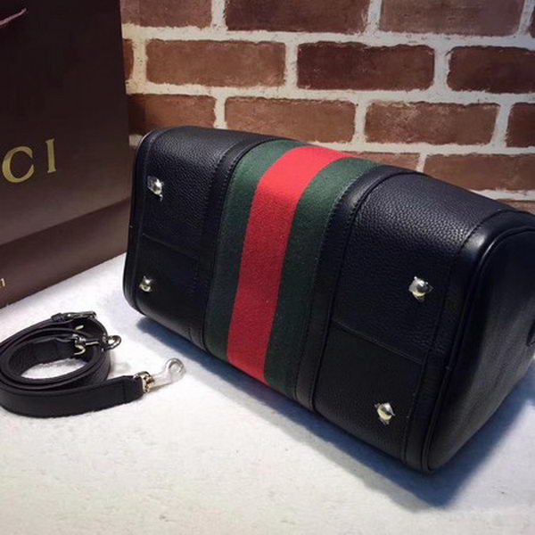 Gucci Leather Medium Boston Bag 247205 Black