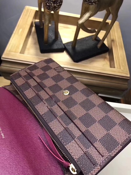 Louis Vuitton Damier Ebene Canvas EMILIE WALLET N63544 Wine