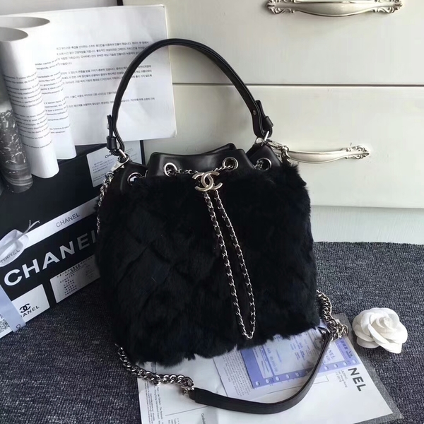 Chanel Cony Hair Tote Bag CH5529 Black