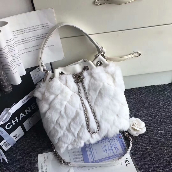 Chanel Cony Hair Tote Bag CH5529 White