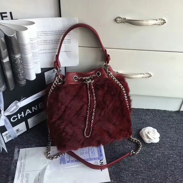 Chanel Cony Hair Tote Bag CH5529 Wine