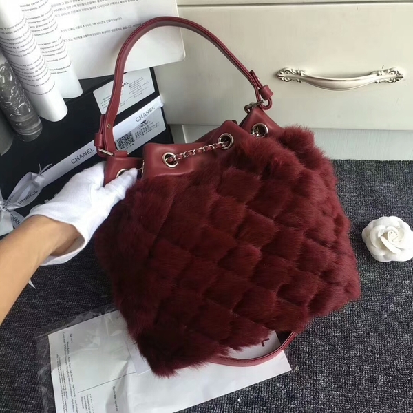 Chanel Cony Hair Tote Bag CH5529 Wine