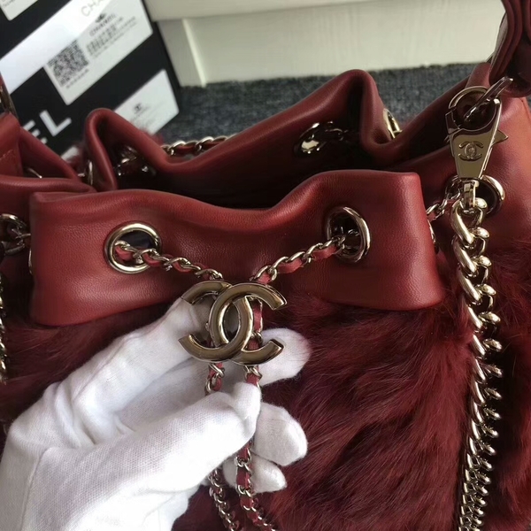 Chanel Cony Hair Tote Bag CH5529 Wine