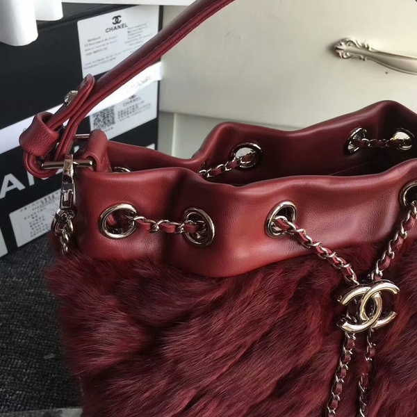 Chanel Cony Hair Tote Bag CH5529 Wine