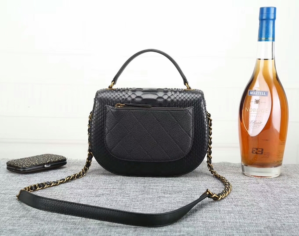 Chanel 2017 Original Python Leather Shoulder Bag 8125 Black