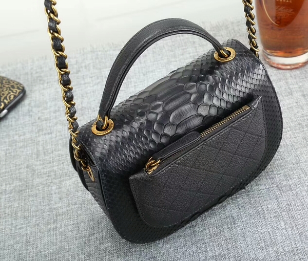 Chanel 2017 Original Python Leather Shoulder Bag 8125 Black