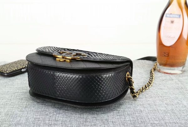 Chanel 2017 Original Python Leather Shoulder Bag 8125 Black