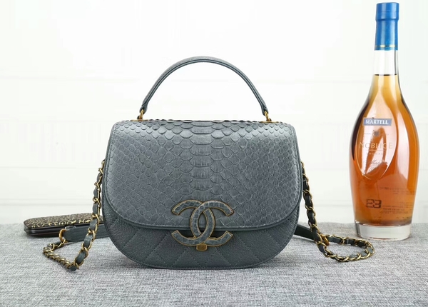 Chanel 2017 Original Python Leather Shoulder Bag 8125 Blue