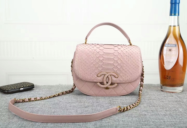 Chanel 2017 Original Python Leather Shoulder Bag 8125 Light Pink