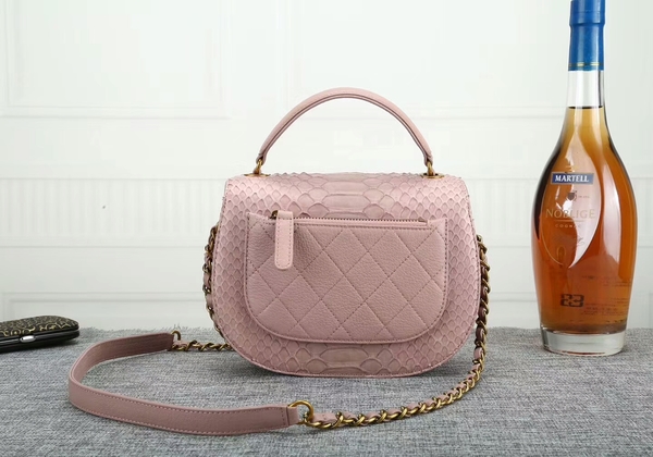 Chanel 2017 Original Python Leather Shoulder Bag 8125 Light Pink