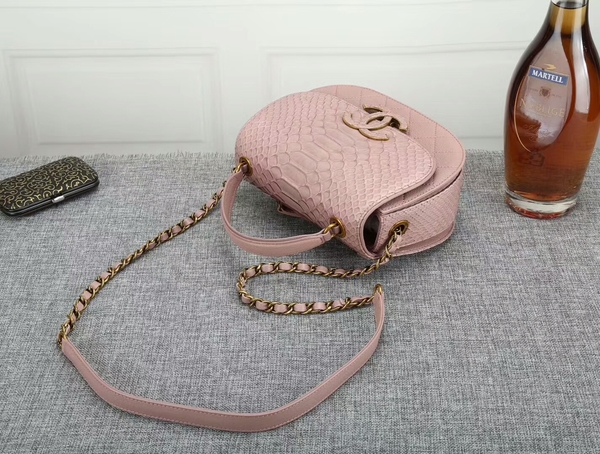 Chanel 2017 Original Python Leather Shoulder Bag 8125 Light Pink