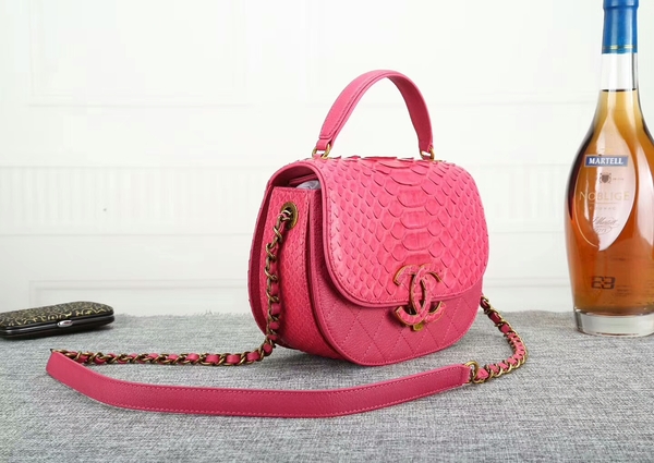 Chanel 2017 Original Python Leather Shoulder Bag 8125 Pink
