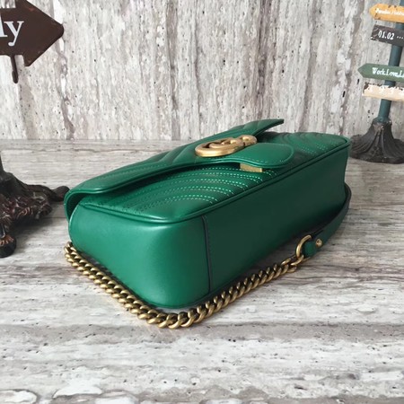 Gucci GG Marmont Matelasse Leather Shoulder Bag 443497 Green