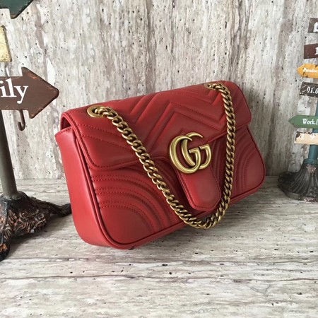 Gucci GG Marmont Matelasse Shoulder Bag 443497 Red