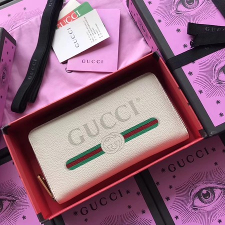 Gucci Print Leather Zip Around Wallet ‎496317 OffWhite