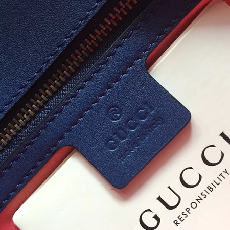 Gucci 443497 GG Marmont Chevron Velvet Shoulder Bag Blue