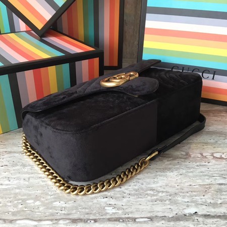 Gucci GG Marmont Chevron Velvet Shoulder Bag 443497 Black