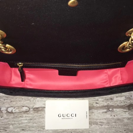 Gucci GG Marmont Chevron Velvet Shoulder Bag 443497 Black