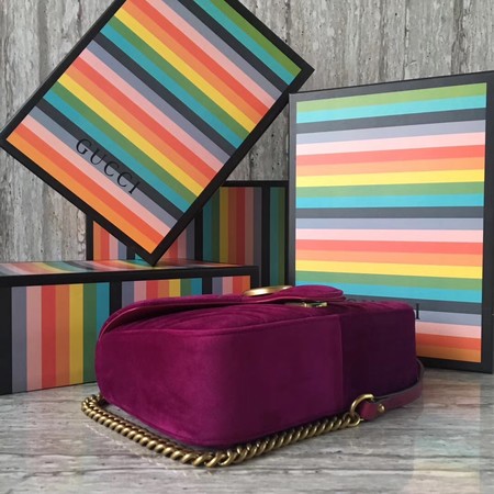 Gucci GG Marmont Chevron Velvet Shoulder Bag 443497 Purple