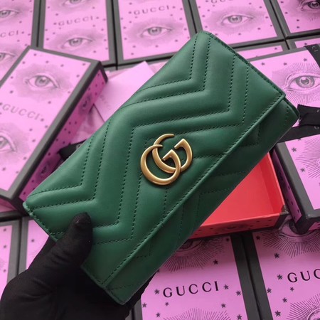 Gucci GG Marmont Continental Wallet 443436 Green