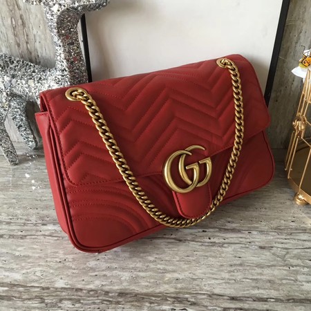 Gucci GG Marmont Matelasse Shoulder Bag 443496 Red