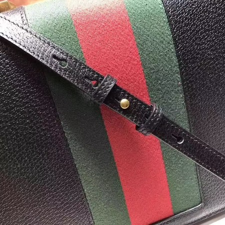 Gucci Leather Top Handle Bag with Moth 488691 Black