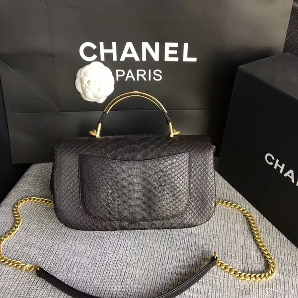 Chanel 2017 Original Python Leather Shoulder Bag 8127 Black