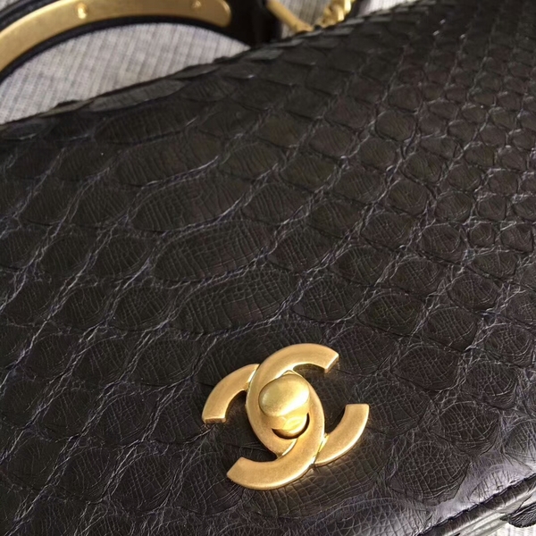 Chanel 2017 Original Python Leather Shoulder Bag 8127 Black