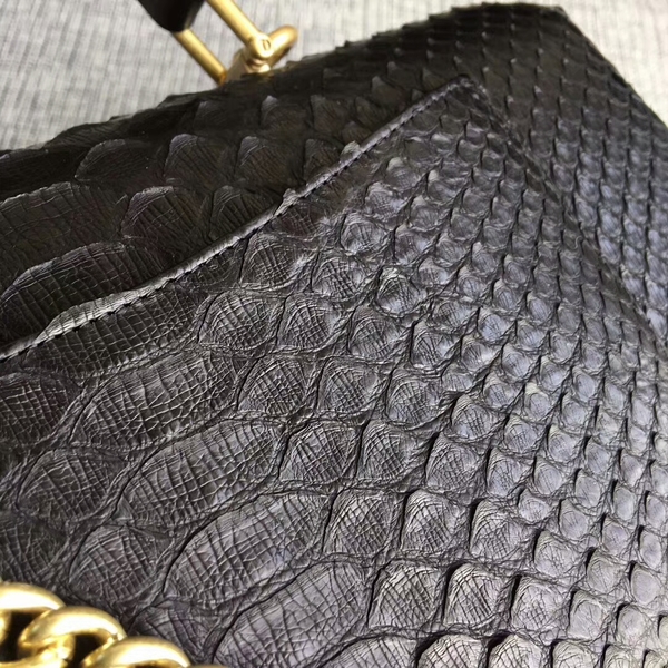 Chanel 2017 Original Python Leather Shoulder Bag 8127 Black