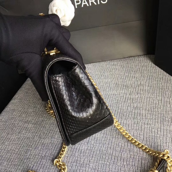 Chanel 2017 Original Python Leather Shoulder Bag 8127 Black