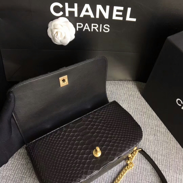 Chanel 2017 Original Python Leather Shoulder Bag 8127 Black