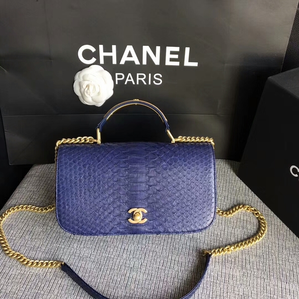 Chanel 2017 Original Python Leather Shoulder Bag 8127 Blue