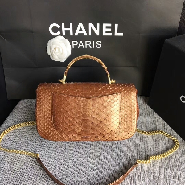 Chanel 2017 Original Python Leather Shoulder Bag 8127 Brown