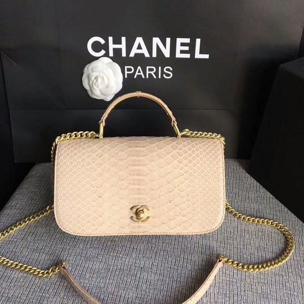 Chanel 2017 Original Python Leather Shoulder Bag 8127 Camel