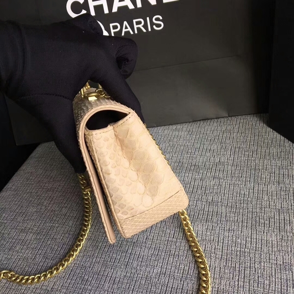 Chanel 2017 Original Python Leather Shoulder Bag 8127 Camel