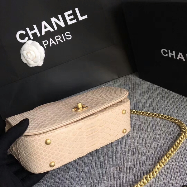 Chanel 2017 Original Python Leather Shoulder Bag 8127 Camel
