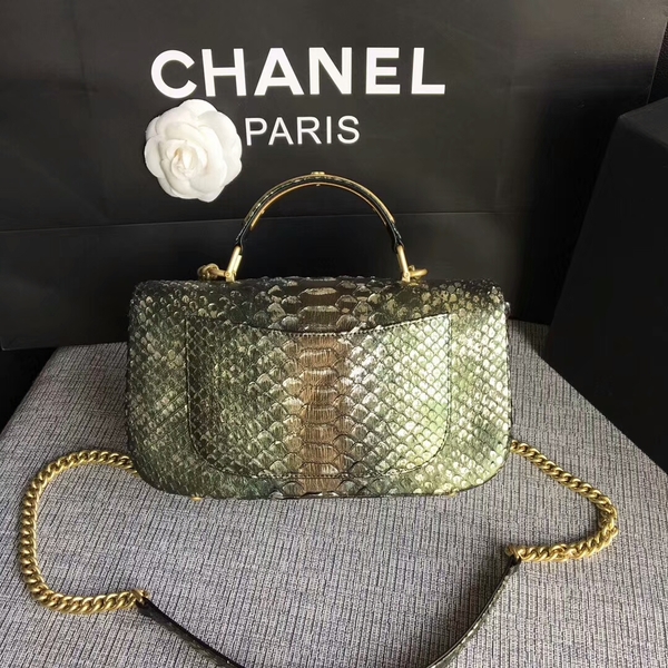 Chanel 2017 Original Python Leather Shoulder Bag 8127 Green