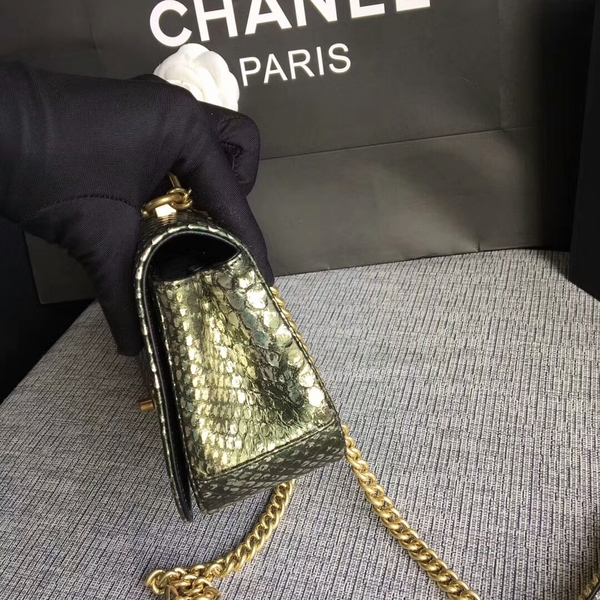 Chanel 2017 Original Python Leather Shoulder Bag 8127 Green