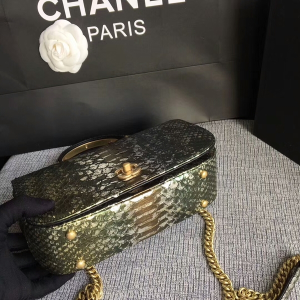 Chanel 2017 Original Python Leather Shoulder Bag 8127 Green