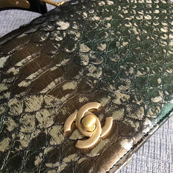 Chanel 2017 Original Python Leather Shoulder Bag 8127 Green
