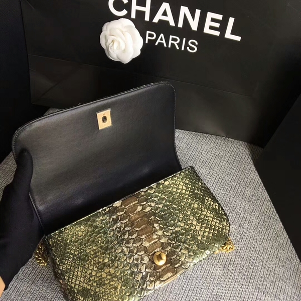 Chanel 2017 Original Python Leather Shoulder Bag 8127 Green